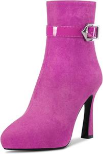 Женские ботильоны Castamere с острым носком, высокой платформой и каблуком-стилет, короткие с молнией и пряжкой, сексуальные каблуки 10 см, Magenta Peach Red