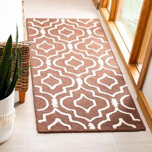 Ковер-дорожка SAFAVIEH, 77 x 183 см, Cambridge Collection - , Dark Brown & Ivory, ручной работы из марокканской шерсти, идеально для помещений с высокой проходимостью в гостиной, спальне (CAM141H)