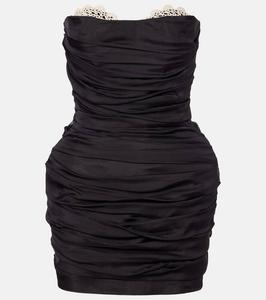 Шелковое мини-платье с отделкой крючком Magda Butrym, Black