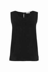 Женская льняная майка с круглым вырезом в черном цвете DOLCEZZA