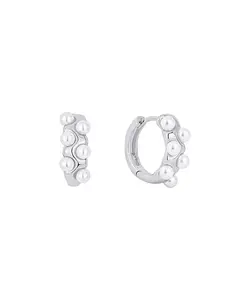 Серьги-Кольца с имитацией культивированного жемчуга And Now This, silver