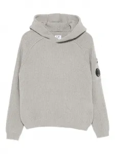 Толстовка с капюшоном из вафельного хлопка C.P. Company Kids, серый