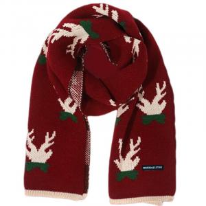 WARRIOR Вязаный шарф женский, Red Antler Pattern