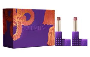 Valentino Пара помад Wilderness Purple Stud в подарочной коробке, матовая, натуральный оттенок, 2.3г+2.3г