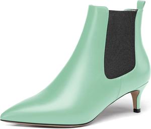 Женские повседневные ботильоны WAYDERNS с острым носком, на низком каблуке 2 дюйма, кожаные с пряжкой, Black Turquoise