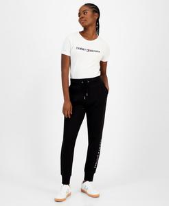 Женские однотонные спортивные брюки с логотипом Tommy Hilfiger, Black