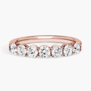 Юбилейное кольцо из розового золота 14 карат с 7 бриллиантами «Селена» (1 карат, два камня) Blue Nile