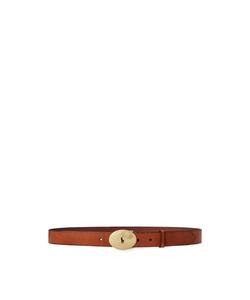 Ремень Vachetta с овальной пряжкой Polo ID Polo Ralph Lauren, цвет 200 Brown