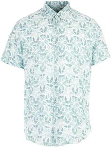 GUESS Мужская экологичная короткая рубашка с коротким рукавом Rayon Watercolor, Watercolor Burst Minty Mist