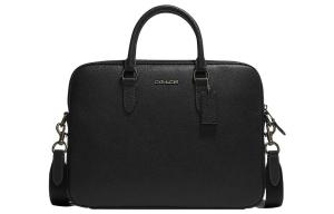 Кожаная мужская наплечная сумка-портфель через плечо с одним ремнем большого размера черный COACH