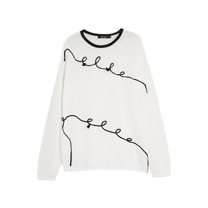 ELLE Трикотажный свитер женский Ecru с круглым вырезом Moderate