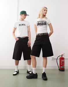 Свободные джинсовые шорты Weekday Astro Unisex черного цвета