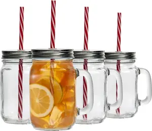 Стаканы для питья Mason с трубочками - 450 мл - 4 шт. Rink Drink