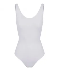 Белый слитный купальник в олимпийском стиле с логотипом в тон. Iceberg, белый