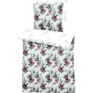 Двустороннее постельное белье APELT «Вивьен», дизайнерское постельное белье с цветочным узором модного цветка амариллиса, серый/красный