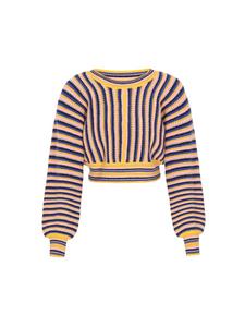 Женский свитер темно-синего цвета с разноцветными вставками IZIA