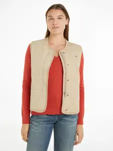 Стеганый жилет Tommy Hilfiger "JERSEY LINED VEST" с флагом-логотипом Tommy Jeans, бежевый