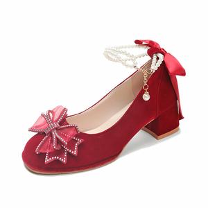 Medd Массивные туфли на высоком каблуке женские бордовые