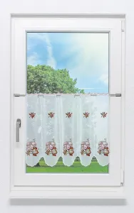 Штора для кафе, кружево Плауэн - Гриб (Ш x В) 81,50 см * 50 см, коричневая/коричнево-зеленая Plauener Spitze