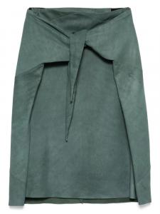 Кожаная юбка миди Rick Owens, зеленый