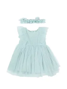 Платье с оборками и в горошек Mayoral, синий