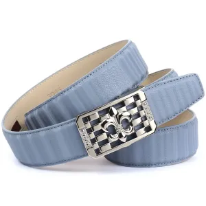 Кожаный ремень Anthoni Crown с пряжкой в ​​виде лилии серебристого цвета, голубой