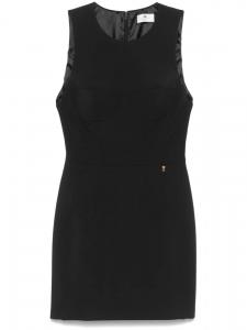 Платье мини из крепа Elisabetta Franchi с цветочным принтом, черный