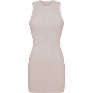 Купальник SKIMS SS24 COTTON RIB TANK DRESS без рукавов женский каменного цвета