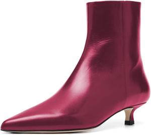 Женские ботильоны FOWT с острым носком, низким каблуком и молнией сбоку, удобные повседневные ботинки, размеры 4-16 США, Violet Red