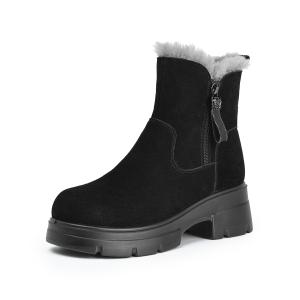 AOKANG Теплые износостойкие короткие зимние ботинки, увеличивающие рост, женские, черные