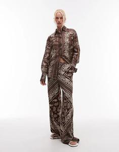 Брюки-бандана Mango с эластичной талией, коричневого цвета