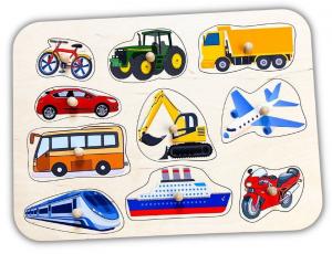 Транспортные средства, деревянные пазлы с ручками и подписями, первые пазлы Inna marka