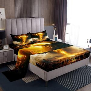 Erosebridal Комплект постельного белья Glitter Tornado с блестками, тема торнадо и погоды для детской комнаты, Black Gold