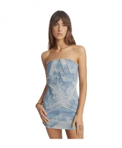 Мини-Платье без бретелей из джинсовой ткани со звездами One Teaspoon, синий