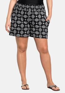 Пляжные шорты с присборенным поясом и двумя карманами sheego, цвет Schwarz Bedruckt