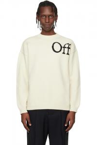 Off-White Вязаный свитер Off-White с круглым вырезом в книжном стиле