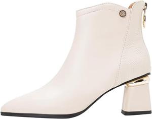 Женские стильные блестящие ботильоны на толстом каблуке, для вечеринок, свадеб, повседневная мода, с боковой молнией, с заостренным носком Generic, White