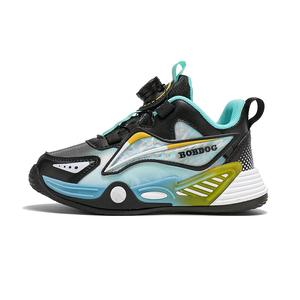 Скользоустойчивые противоударные амортизирующие износостойкие низкие детские повседневные кроссовки Kids' BOBDOG, черный/синий