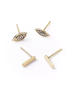 Набор из 2 золотых сережек-гвоздиков Ruchi от сглаза Matr Boomie, brass