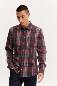 Рубашка с длинными рукавами из смеси "BLEND BH в клетку", цвет Spiced Apple