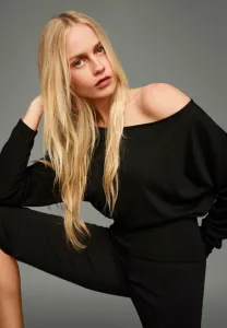 Полосатая блузка с поясом и длинными рукавами Bershka, Black