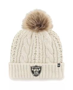 Женская вязаная шапка '47 Cream Las Vegas Raiders Team Meeko с манжетами и помпоном '47 Brand