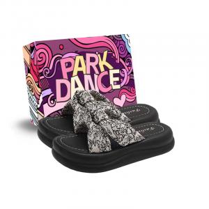 PARK DANCE Женские противоскользящие шлепанцы на резиновой подошве - черно-белые с коробкой, цвет Black White+Box