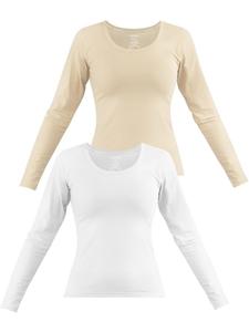 Лонгслив Janice 2 x Damen Langarmshirt Nimes, цвет Beige/Weiß