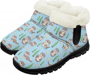 Детские зимние ботинки для девочек и мальчиков, водонепроницаемые, с противоскользящей подошвой, утепленные мехом, для улицы, зимние кроссовки для маленьких и больших детей Chririnla, Cute Otter