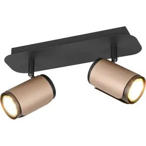 Потолочный светильник TRIO Leuchten GILLAN, 2-ламповый спот, без 2x GU10 макс. 10 Вт, 30x16x12 см (Ш/В/Г) GU10 1 шт., теплый белый - холодный белый, может быть установлен как настенный или потолочный светильник, споты поворотные Trio Leuchten, коричневый