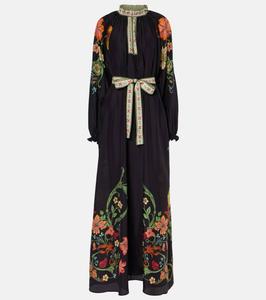 Платье макси Cerere из шелковой вуали с цветочным принтом La Doublej, цвет botticelli placée