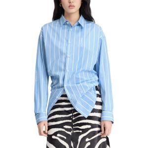 Рубашка женская жаккардовая синяя белая Jacquemus