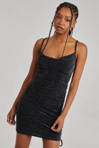 Мини-платье с блестками и воротником-хомутом Pink Vanilla, серебро