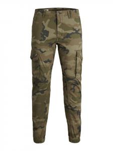 Jack & Jones Брюки-джоггеры карго PAUL FLAKE AKM 542 из саржи с эластичным поясом, камуфляжно-зеленый цвет